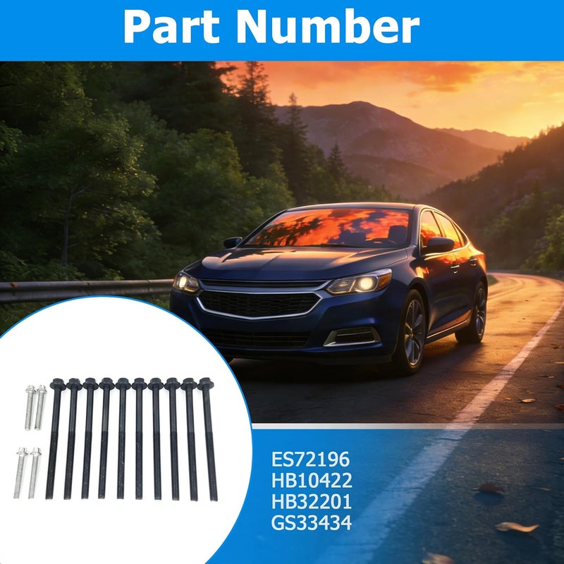 TOM Engine Cylinder Head Bolts Set Compatible with Chevrolet Equinox Cavalier Malibu Cobalt GMC Terrain Buick Regal Pontiac Solstice G6 G5 Saturn Vue LW200 Sky ES72196 - Image 2